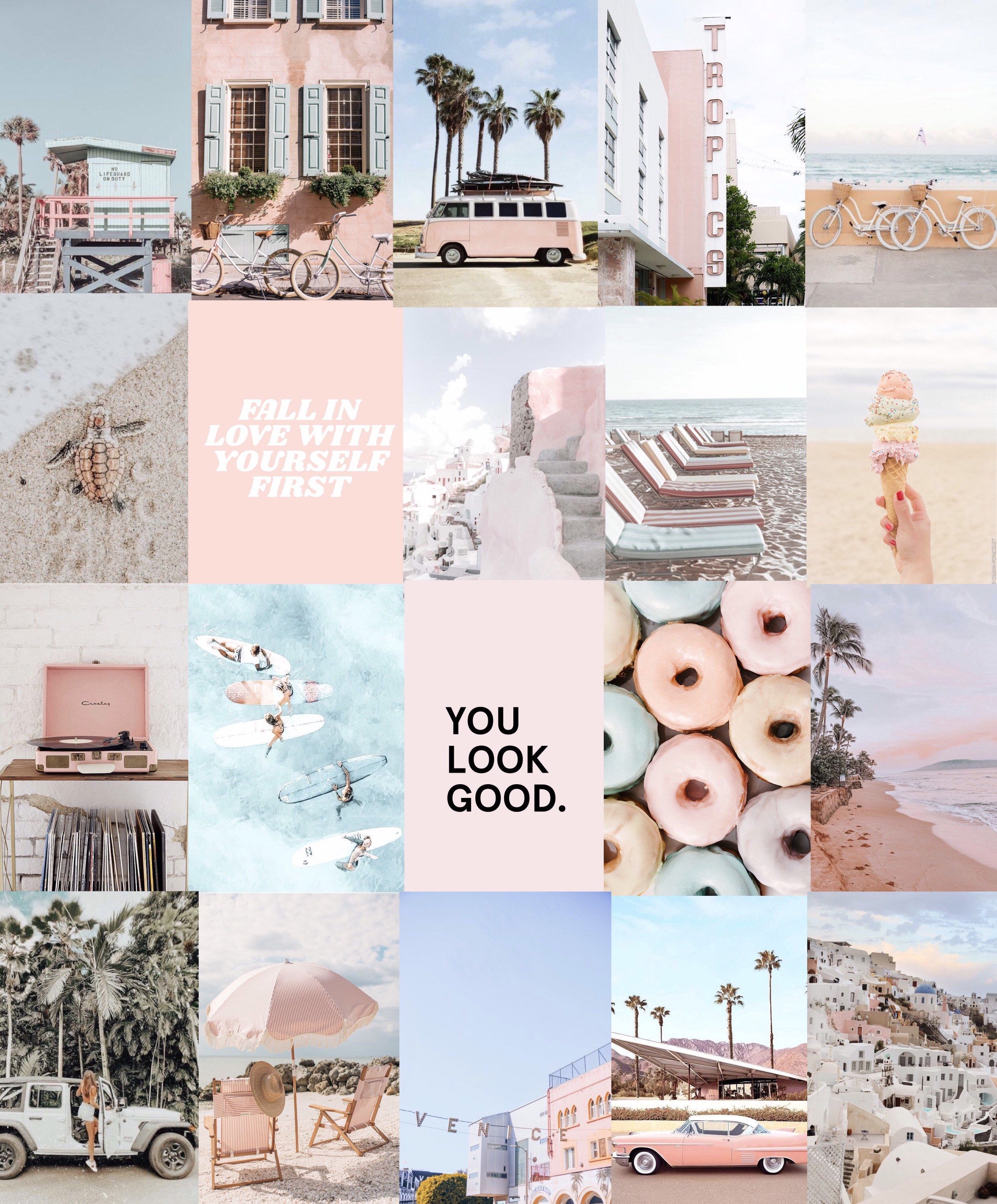Light Pink Summer Collage Wallpapers Wallpaper Cave
