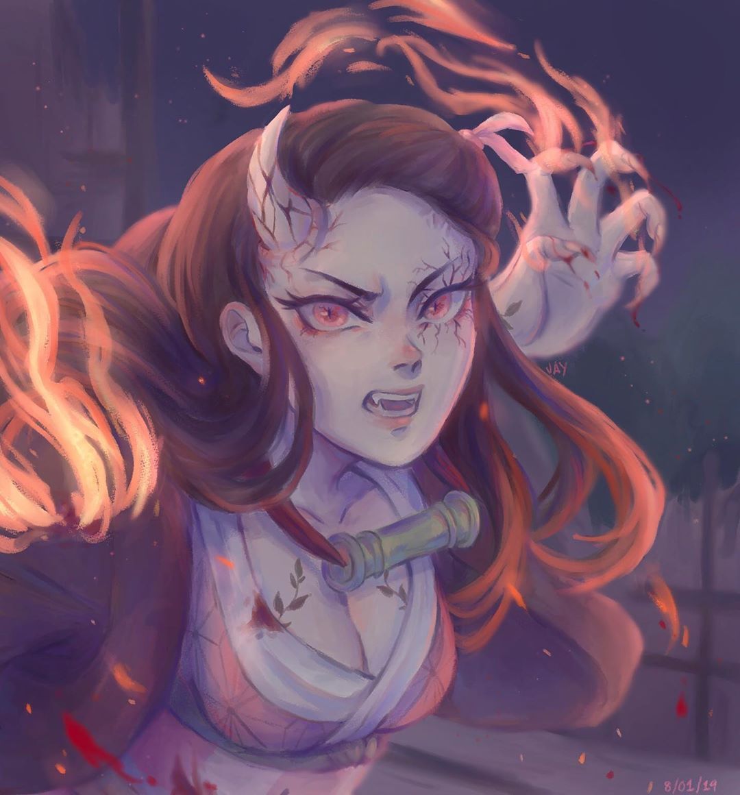 Nezuko Blood Art Wallpapers Wallpaper Cave