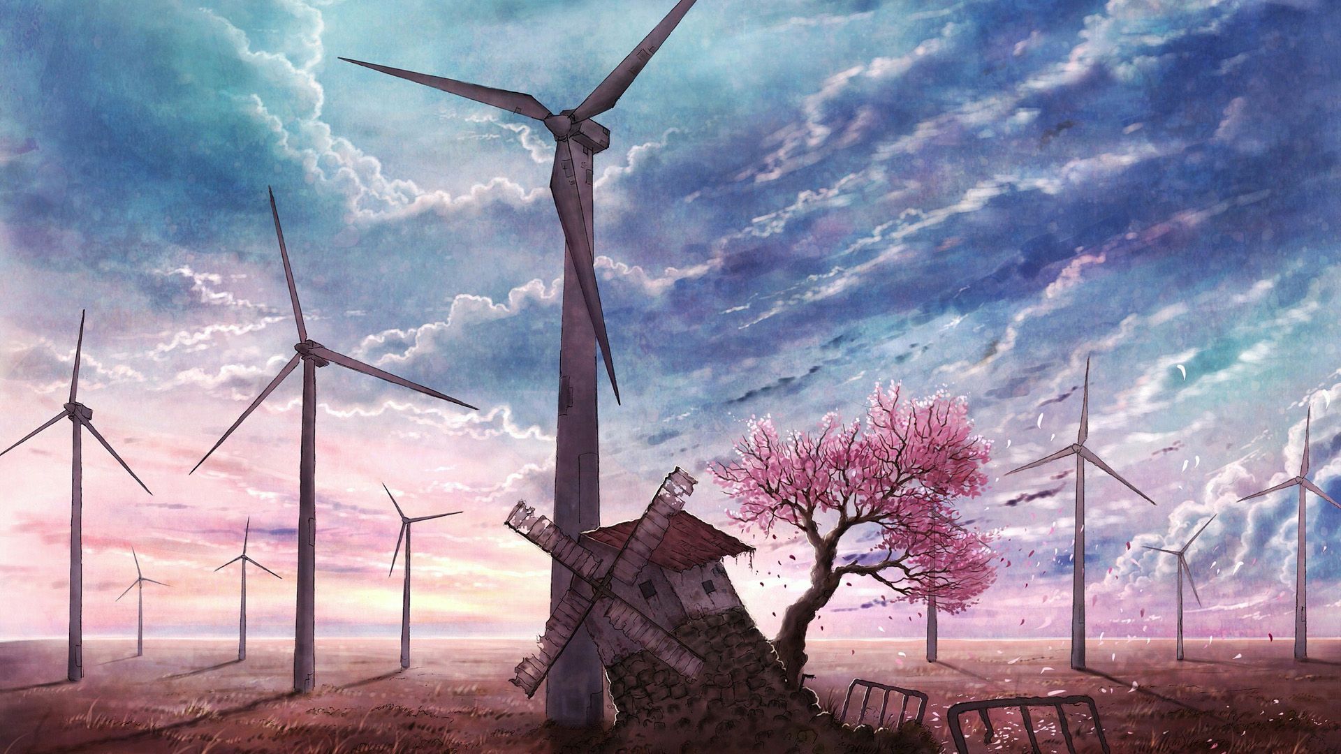 Pink Landscape Anime Wallpapers Wallpaper Cave