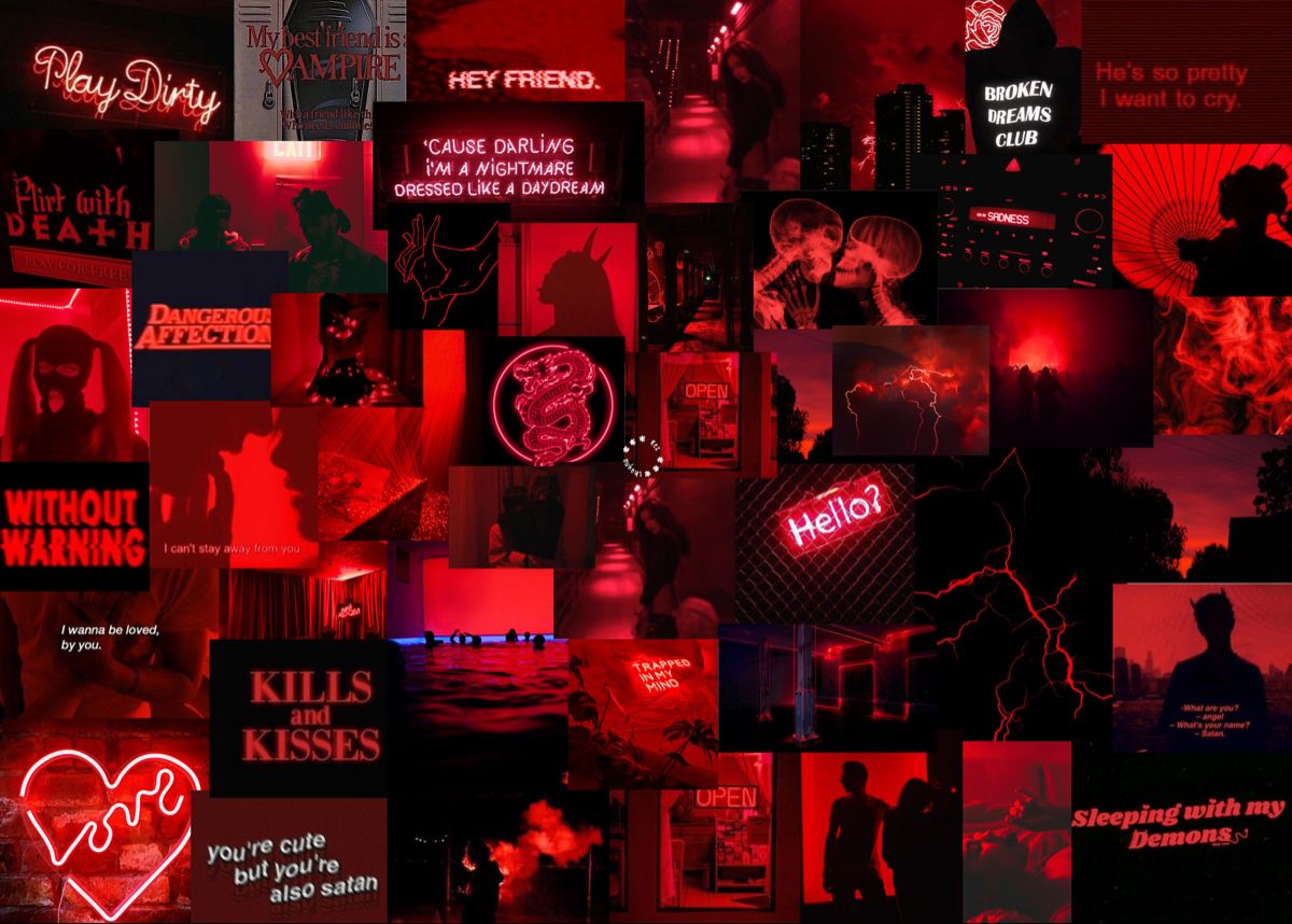 Red Aesthetic Collage Wallpapers Wallpaper Cave