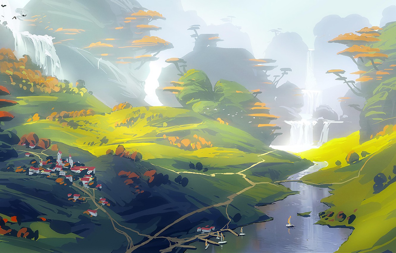 Village Painting Wallpapers Wallpaper Cave