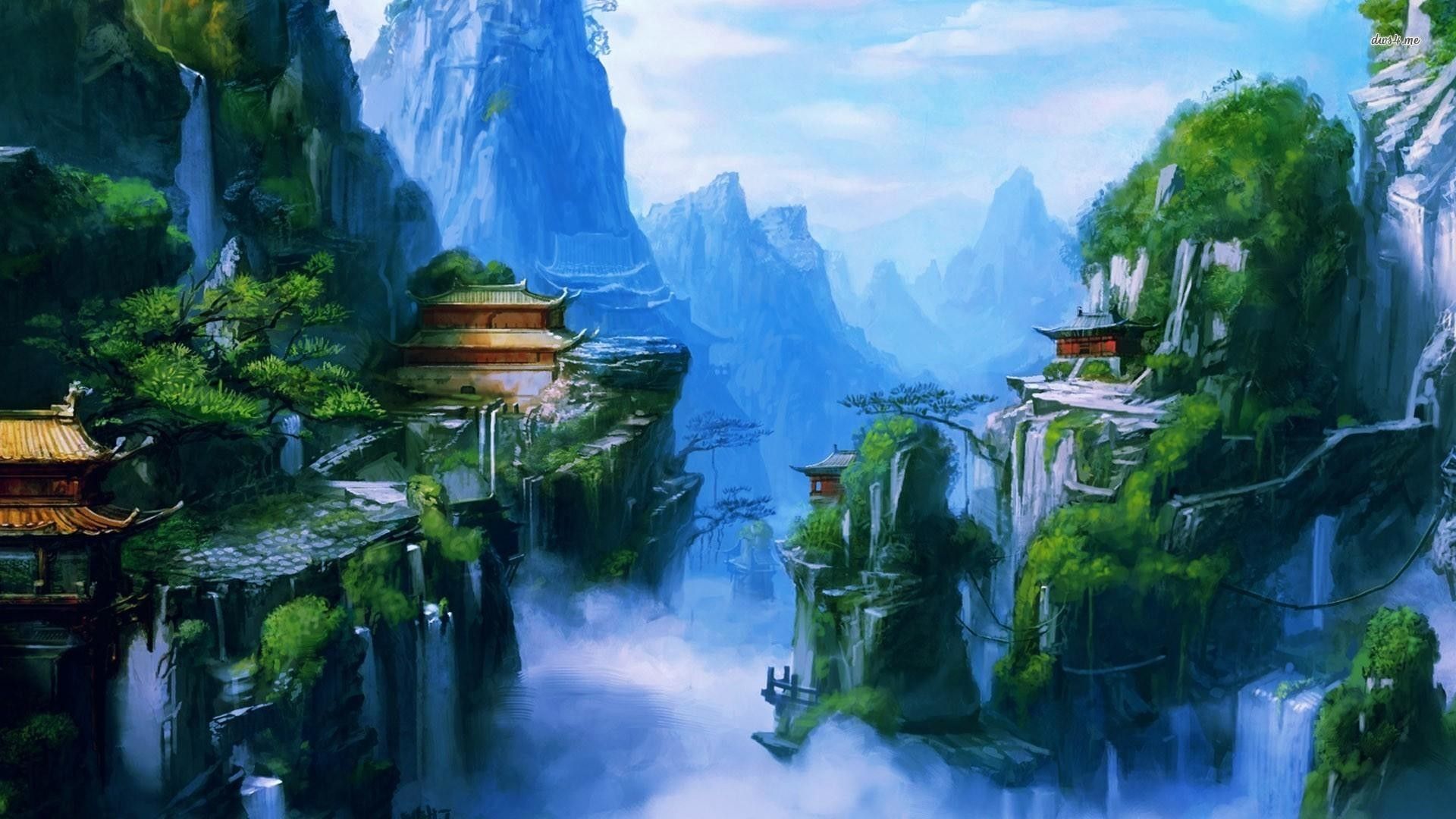Village Painting Wallpapers Wallpaper Cave