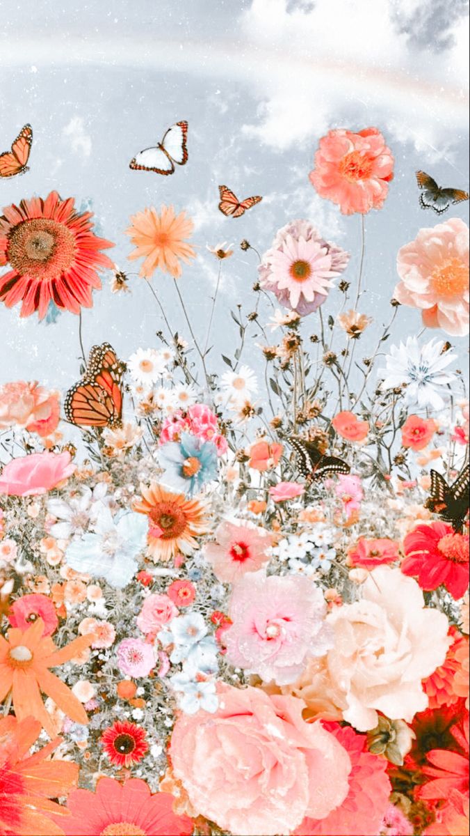 Flowers And Butterfly Aesthetic Wallpapers Wallpaper Cave