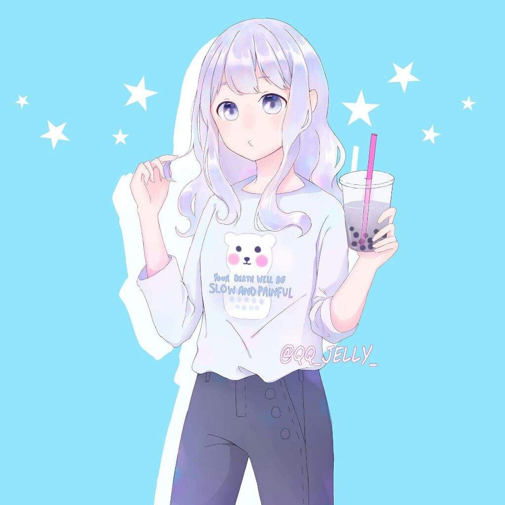 Cute Anime Girl Drinking Boba Wallpapers Wallpaper Cave
