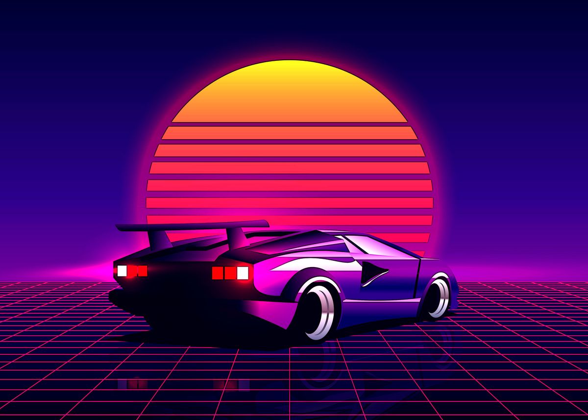Retro Neon Car Sunset Wallpapers Wallpaper Cave
