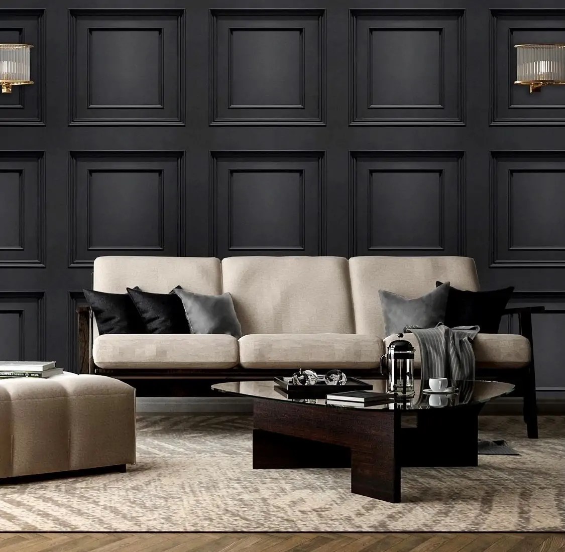 Belgravia Decor Amara Panel Black 7378 Wallpaper Central