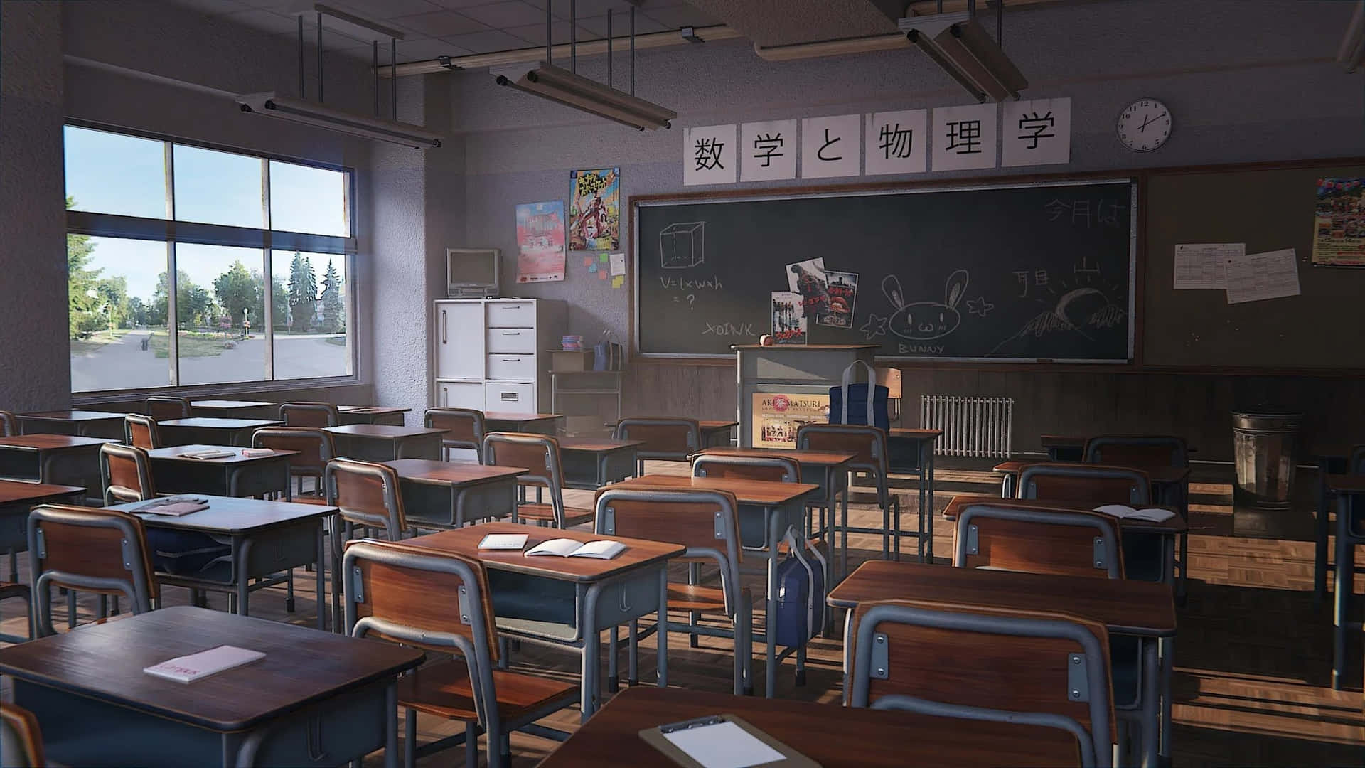 Download Messy Anime Japanese Classroom Background
