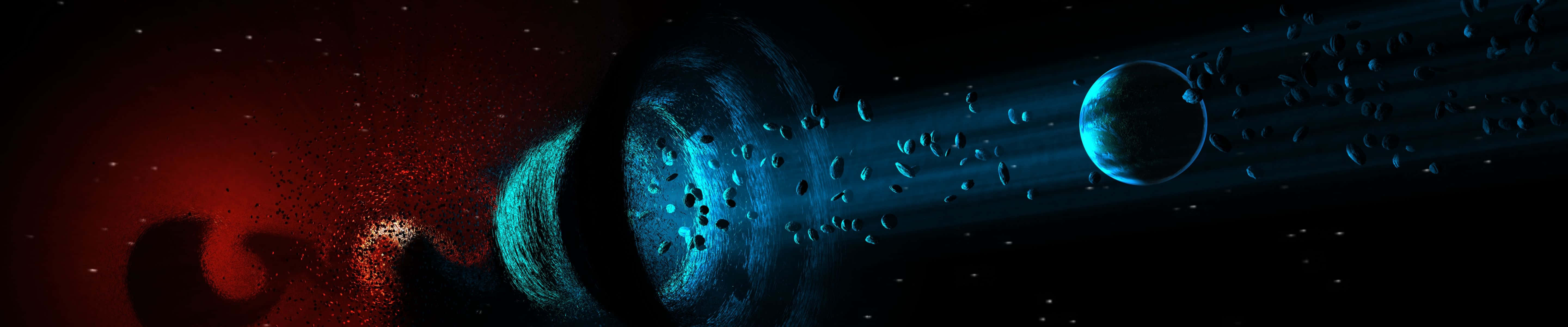 Download A Space Scene With A Blue And Red Wallpaper