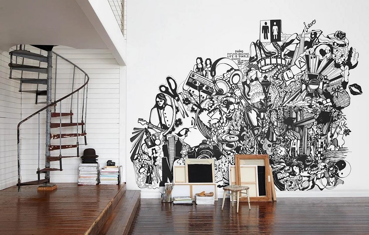 Black And White Wall Mural Wallpapers WallpapersHigh