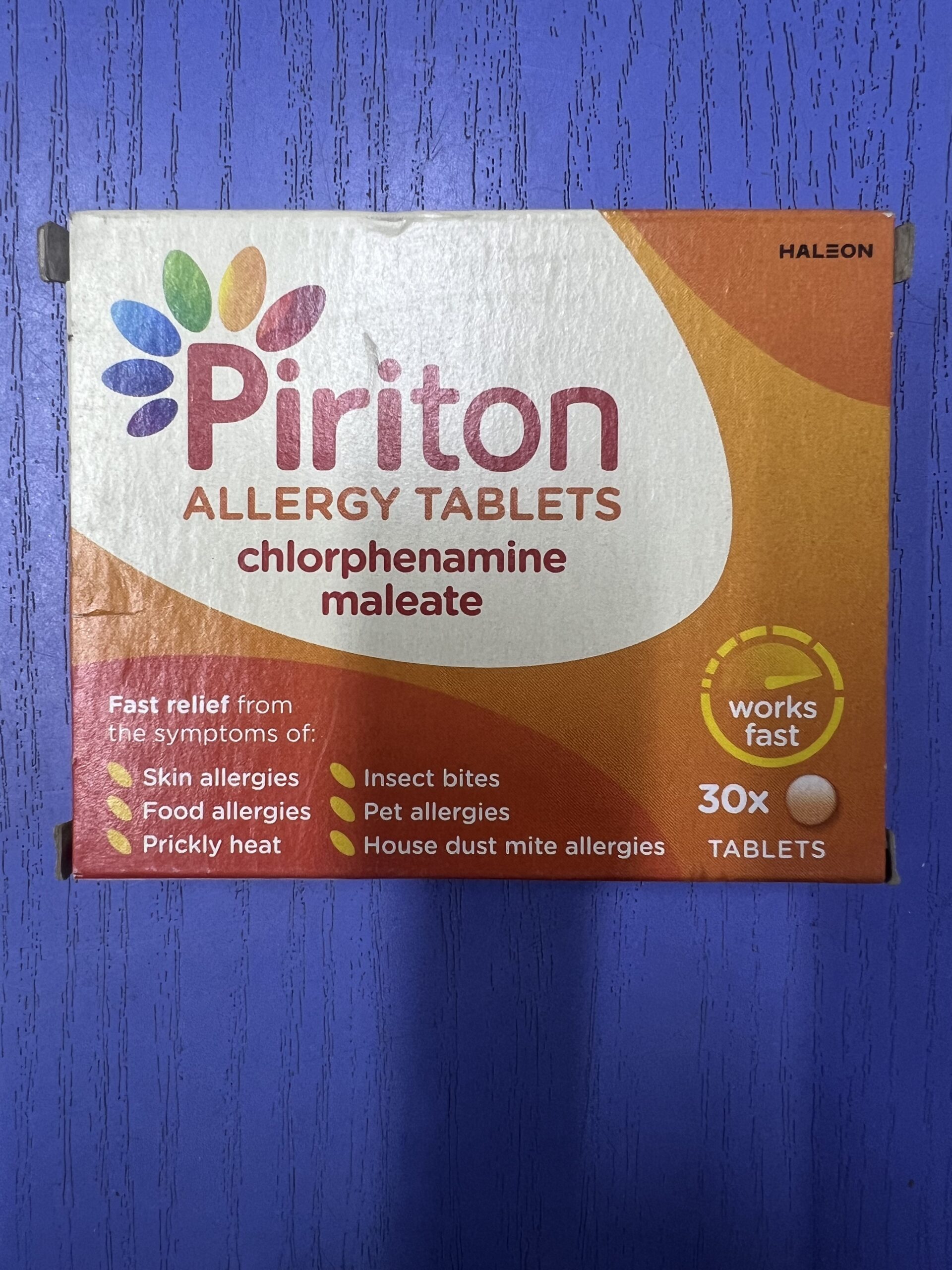PIRITON ALLERGY TABLETS (chlorphenamine maleate)PER SACHET