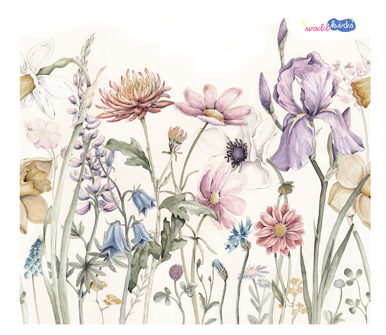 HELLO SPRING tapeta samoprzylepna w kształcie koła w polne kwiaty