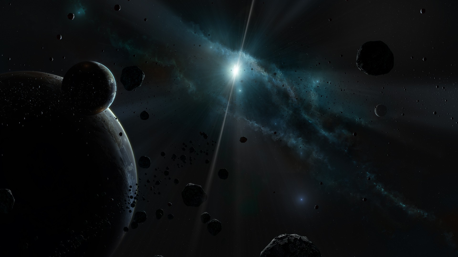 space, Moon, Stars, Comet, Asteroid, Clouds Wallpapers HD