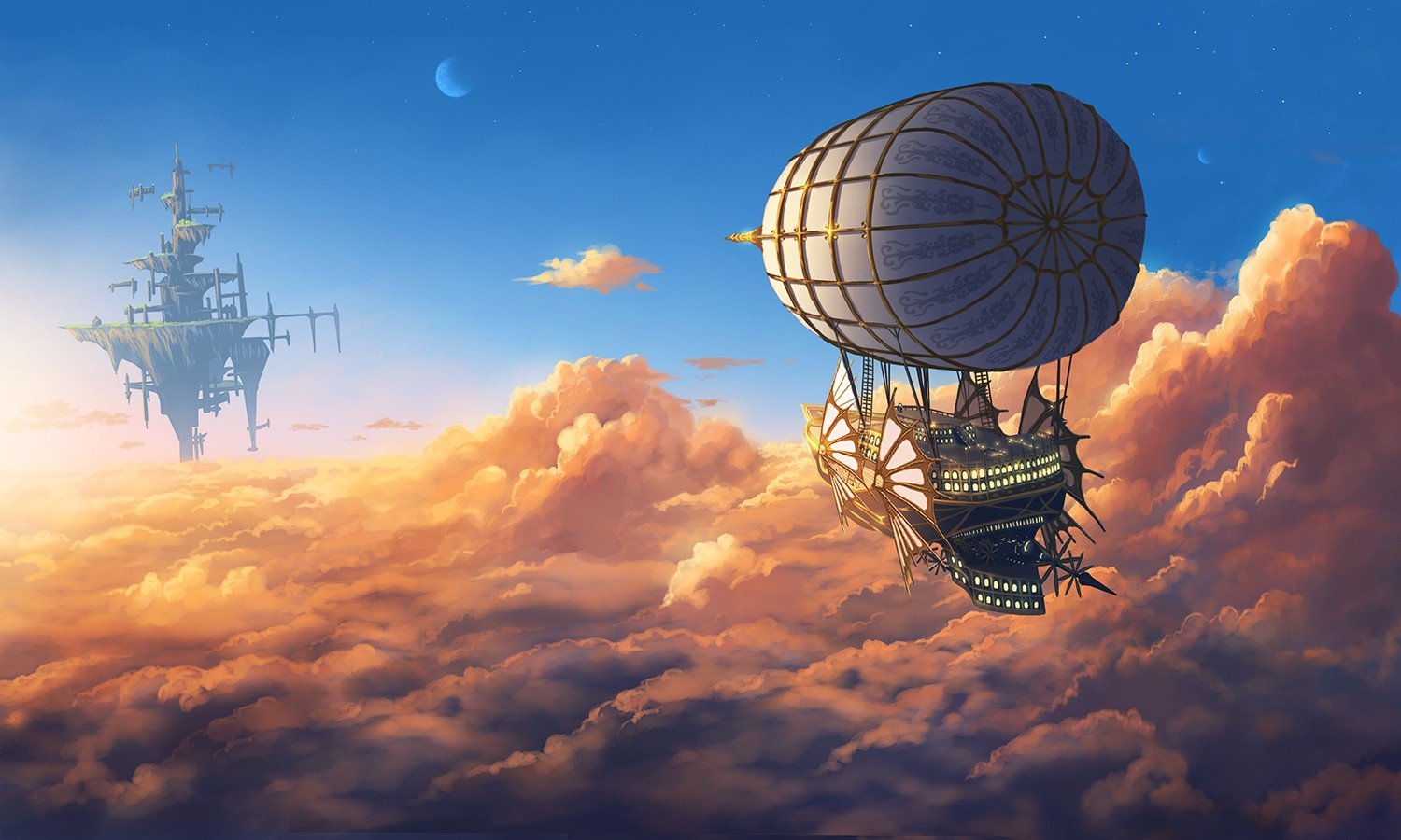 An air purifier can help remedy dirty indoor air. aircraft, Clouds, Fantasy art, Moon, Floating, Sky