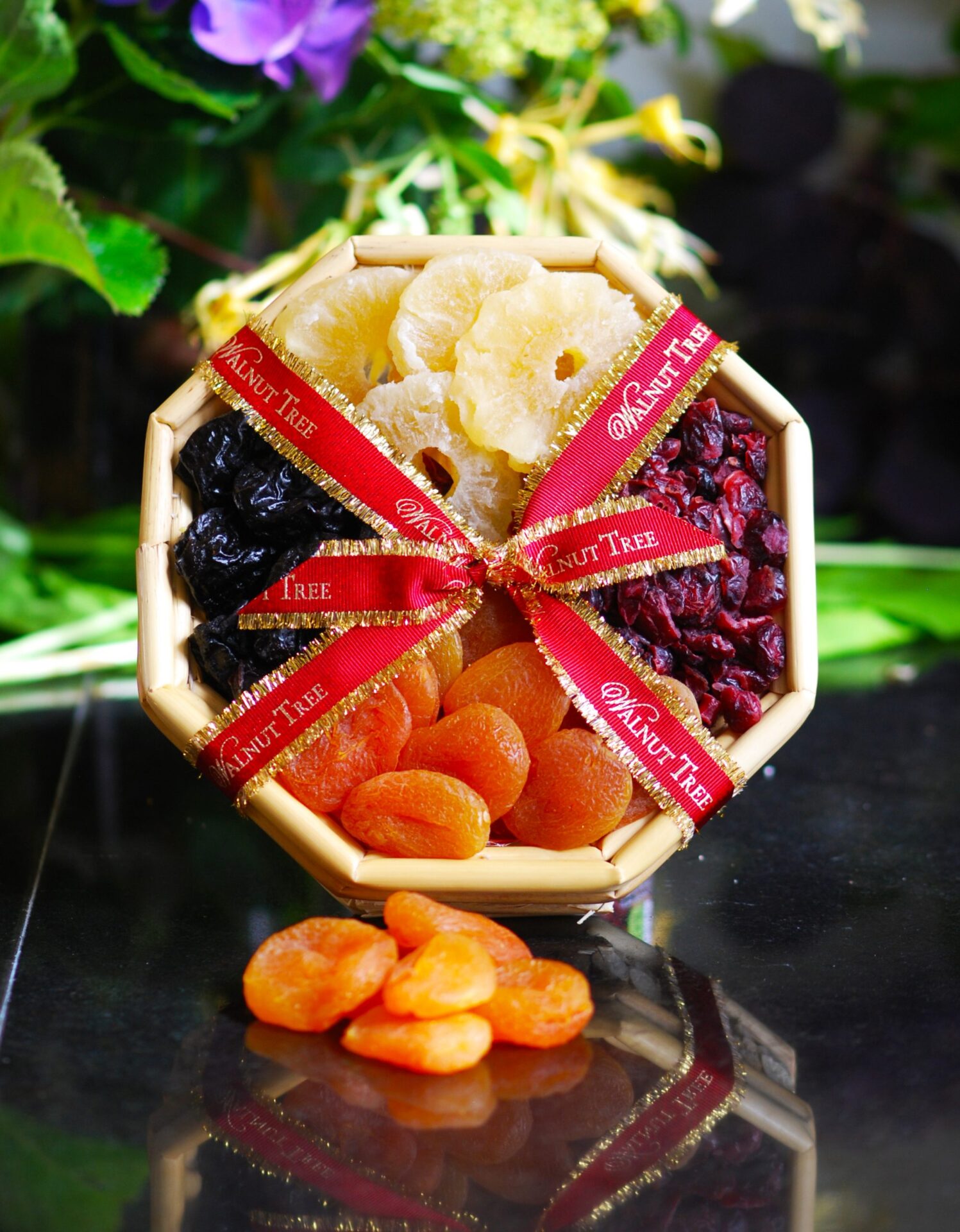 Octagonal Reed Dried Fruit Gift Tray Walnut Tree the finest edible gifts