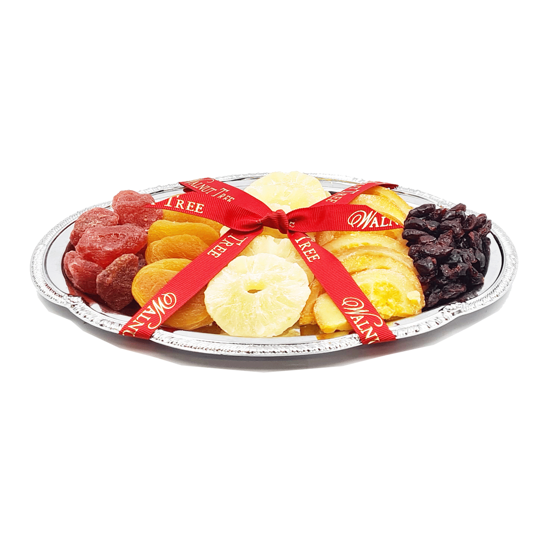 Dried fruit gift tray. Orange, strawberry, apricot, cranberry and pineapple