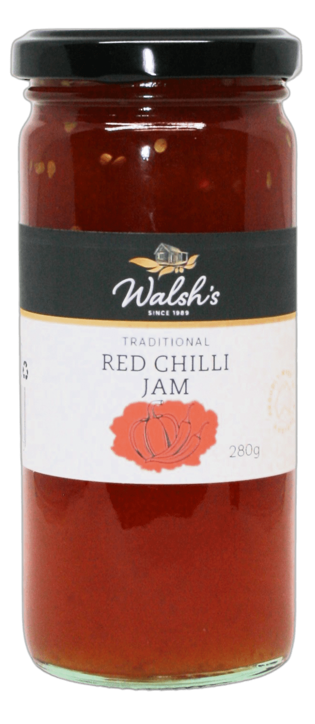 RED CHILLI JAM 280G ROUND JAR Walshs Home Made
