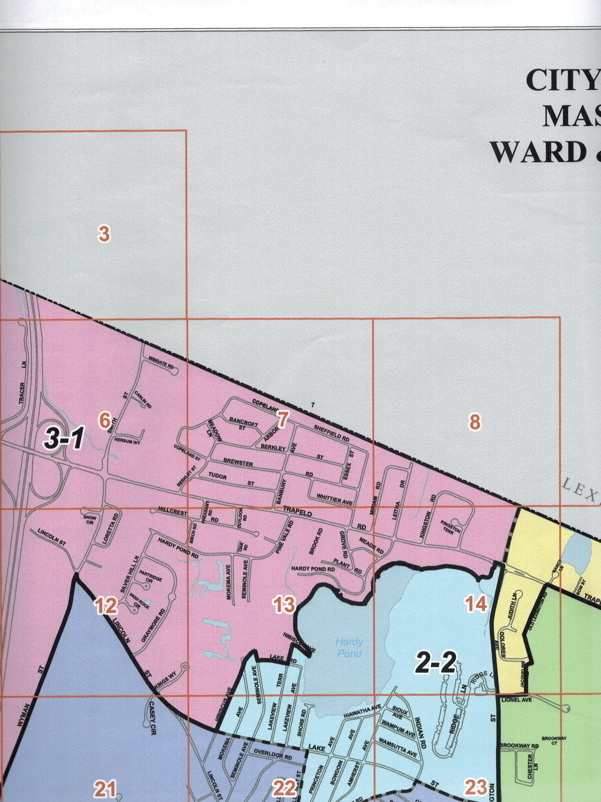 Waltham, MA voter WardPrecinct map
