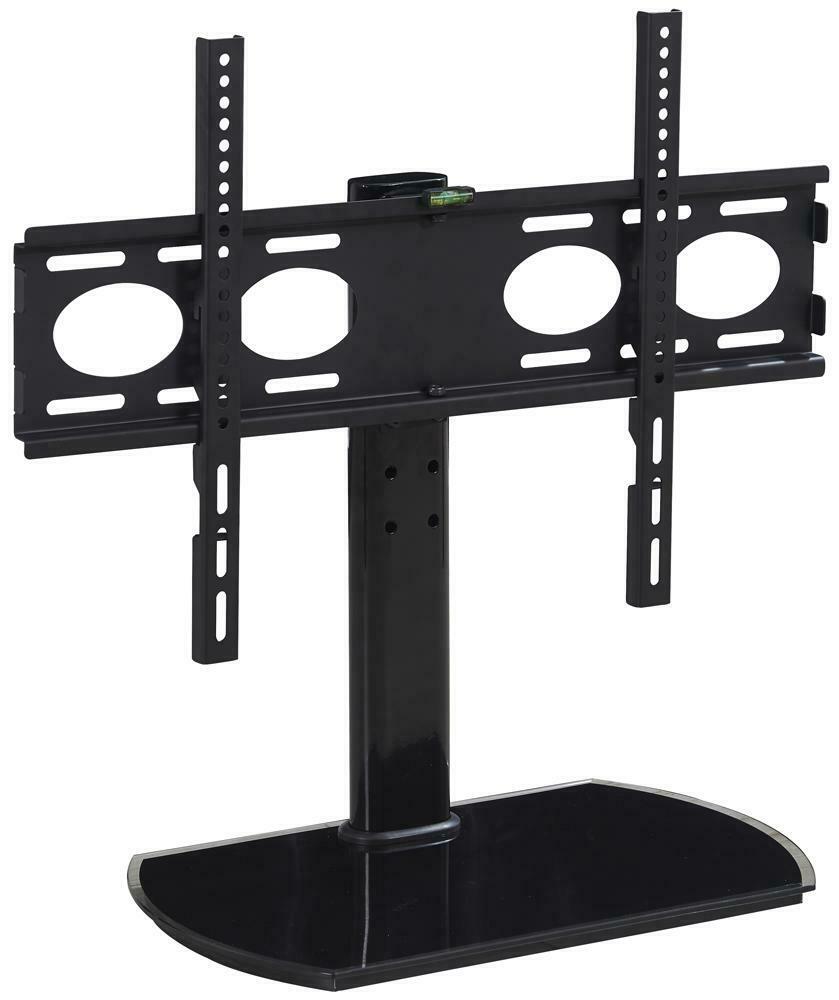 TTAP PED64S Black Glass Swivel Tabletop Pedestal TV Stand Waltons Direct