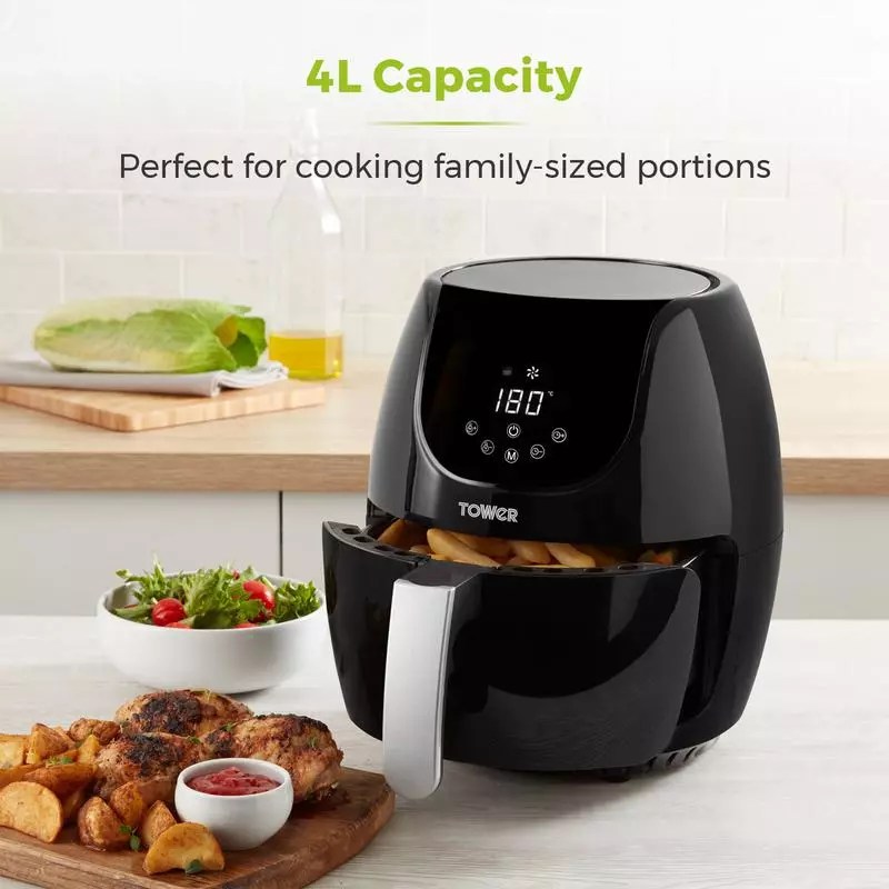 TOWER T17067 4L VORTX DIGITAL AIR FRYER, BLACK Waltons Direct