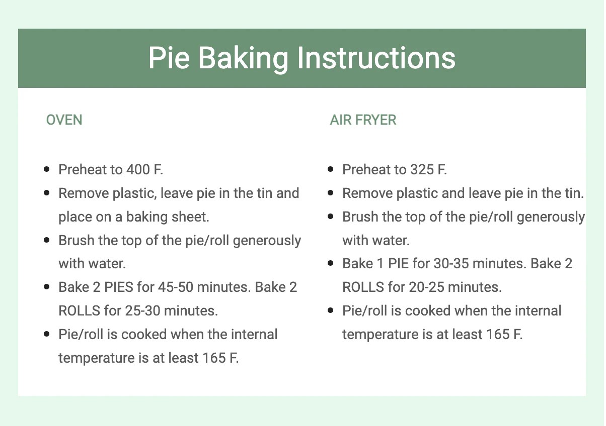 Baking Guidelines for Frozen Pies and Rolls Waltzing Kangaroo