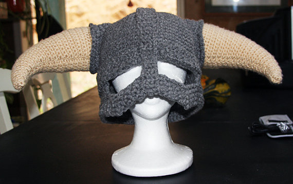 Dovahkin Goes Cute Crocheted Skyrim Helmet