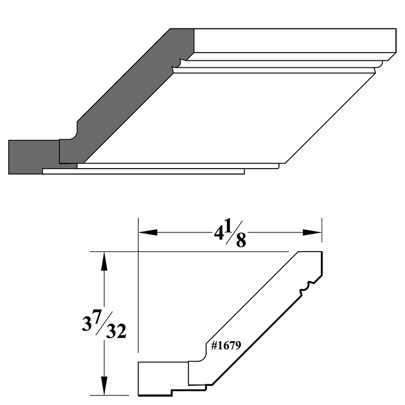 Contemporary Crown Molding with Mounting Plate / Cleat WalzCraft