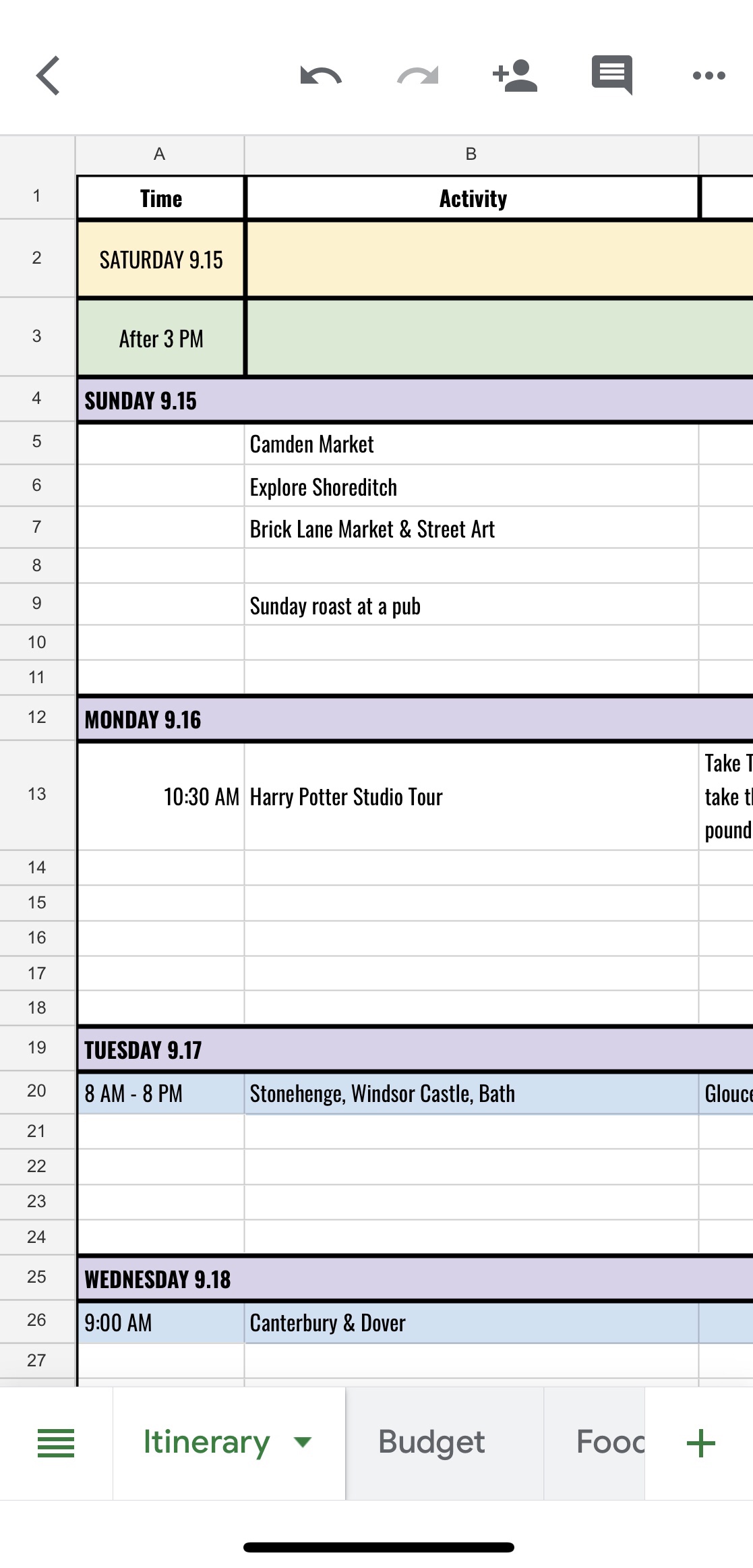Google Sheets App