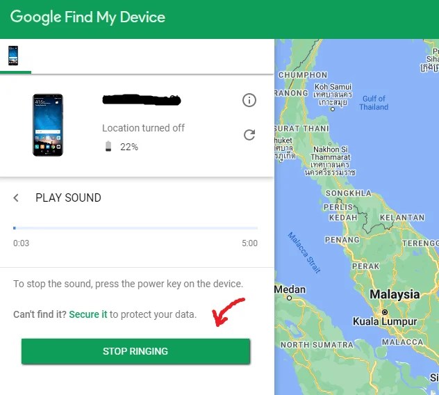 Carian Telefon Hilang Dengan Menggunakan Akaun Google.