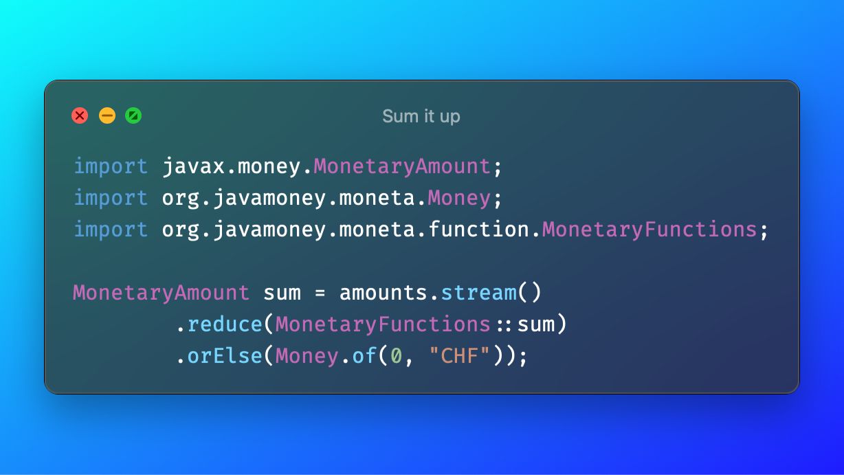 Java Money Sum up amounts