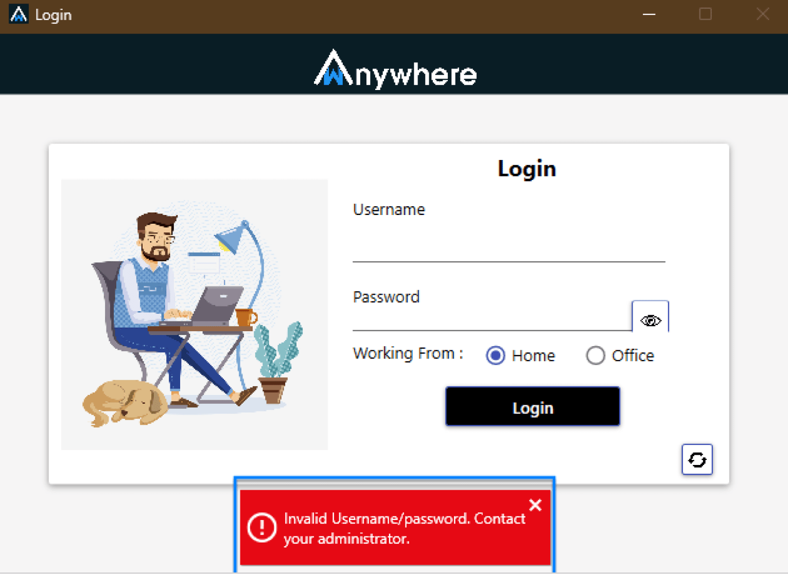 How to resolve an Invalid username and password error?