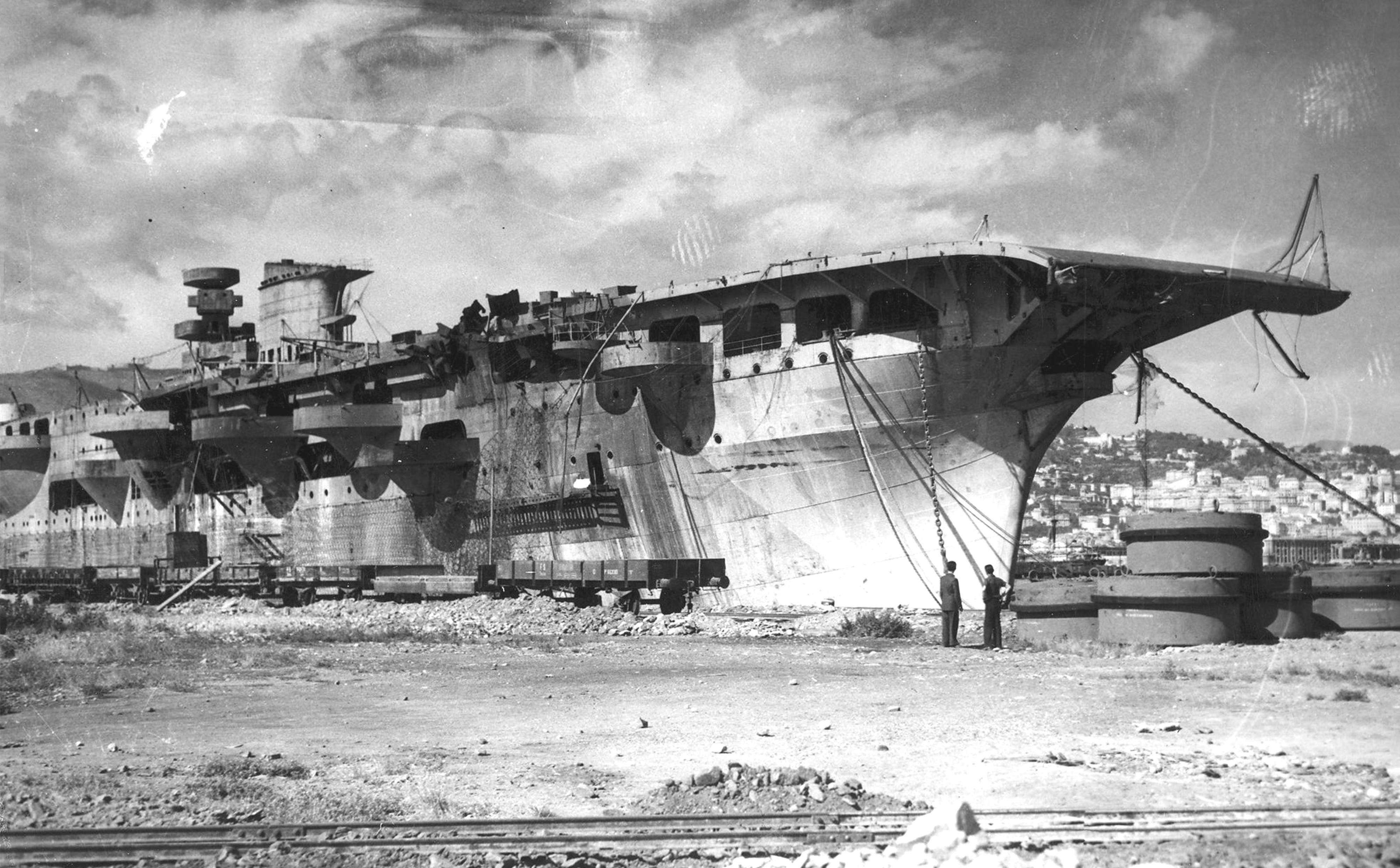 Stern view of the never finished Italian aircraft carrier Aquila [4000