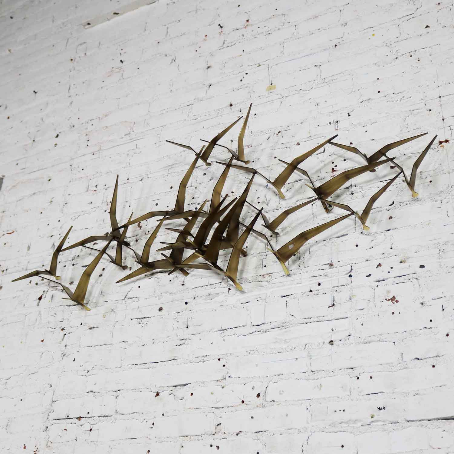 Curtis Jere Flock of Flying Birds Metal Wall Hanging Sculpture Signed