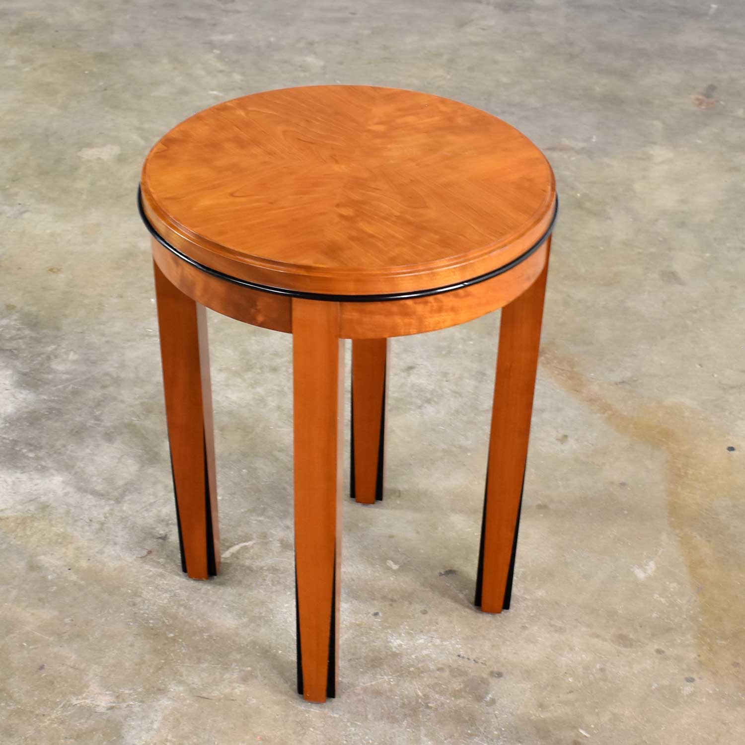 Small Round Art Deco Style Side Table or End Table by Hickory Business