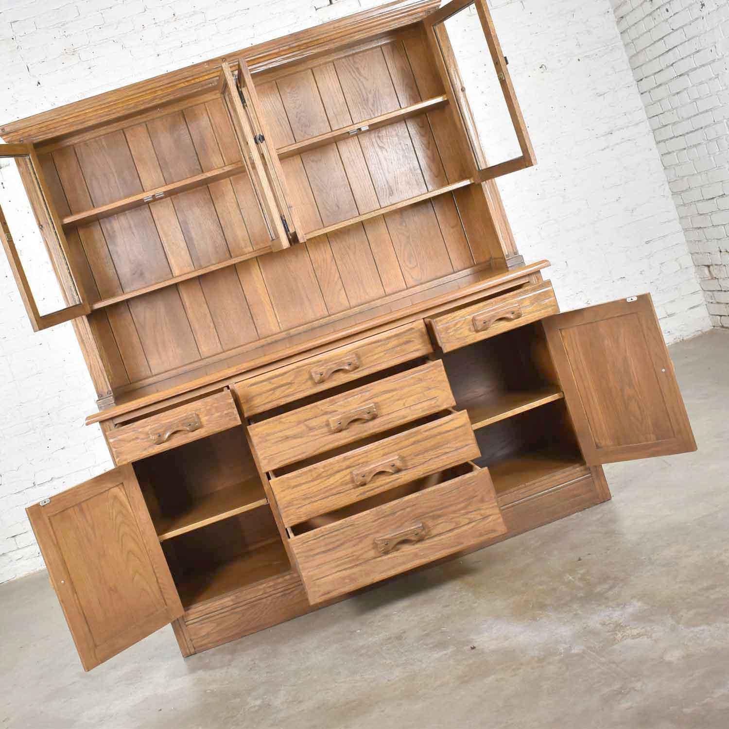 Vintage A. Brandt Ranch Oak Sideboard China Hutch Western