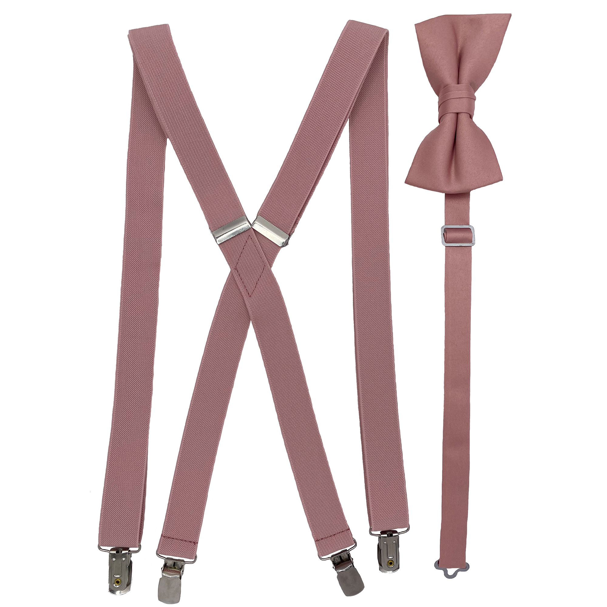 Rose Gold Men’s Suspenders and Bow Tie Sets 1inch X Back Spencer J’s
