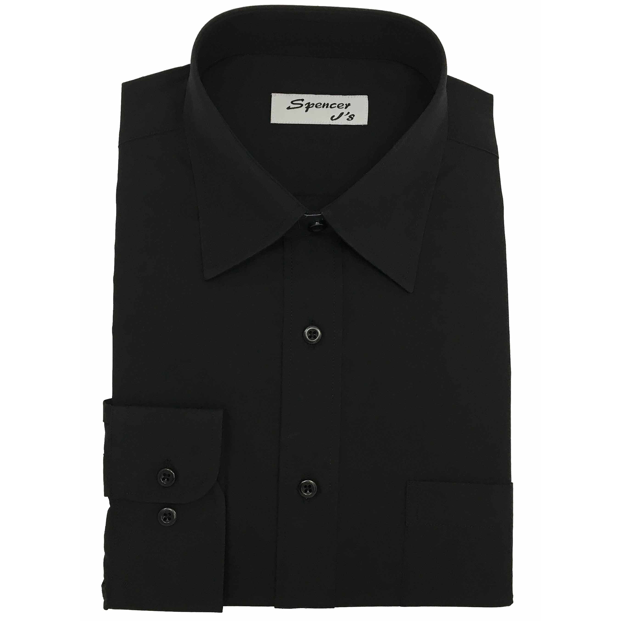 Men’s Black Microfiber Slim Fit Dress Shirt Formal Laydown Collar
