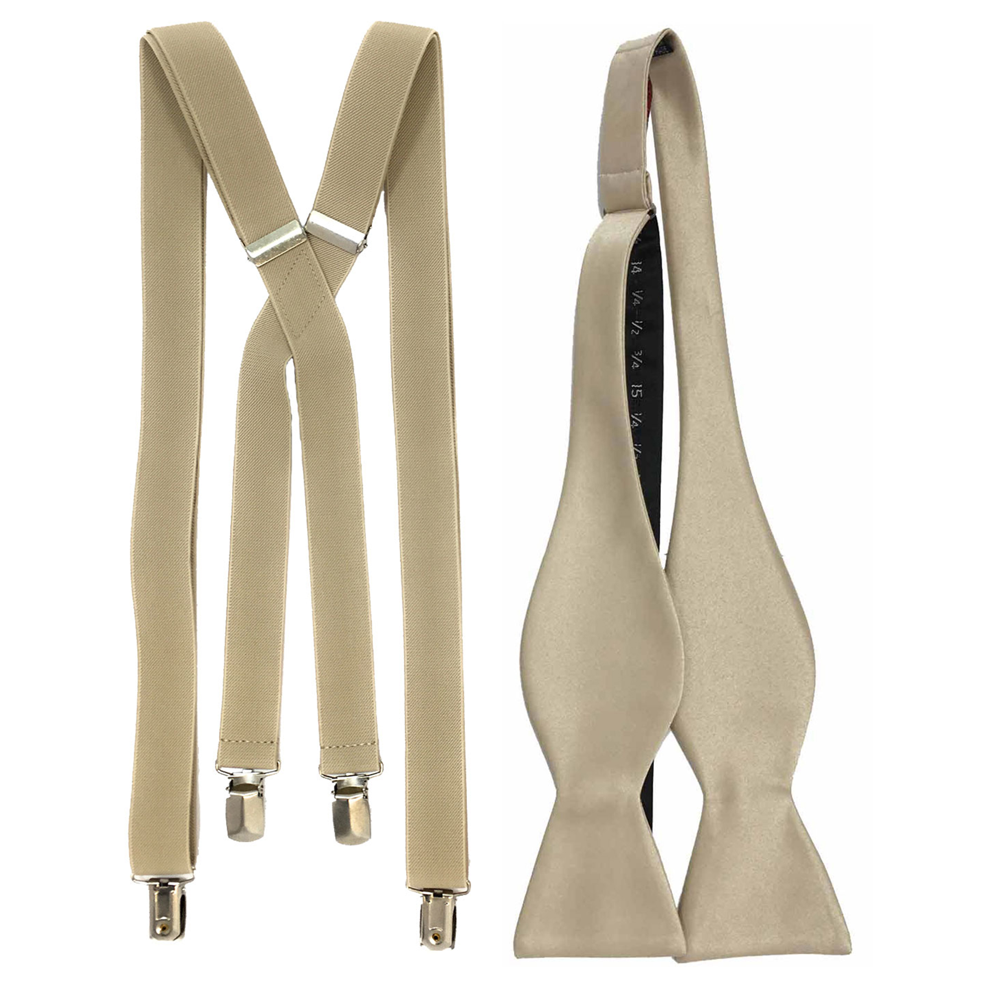 Champagne Men’s Suspenders and SelfTie Bow Tie Sets 1inch X Back