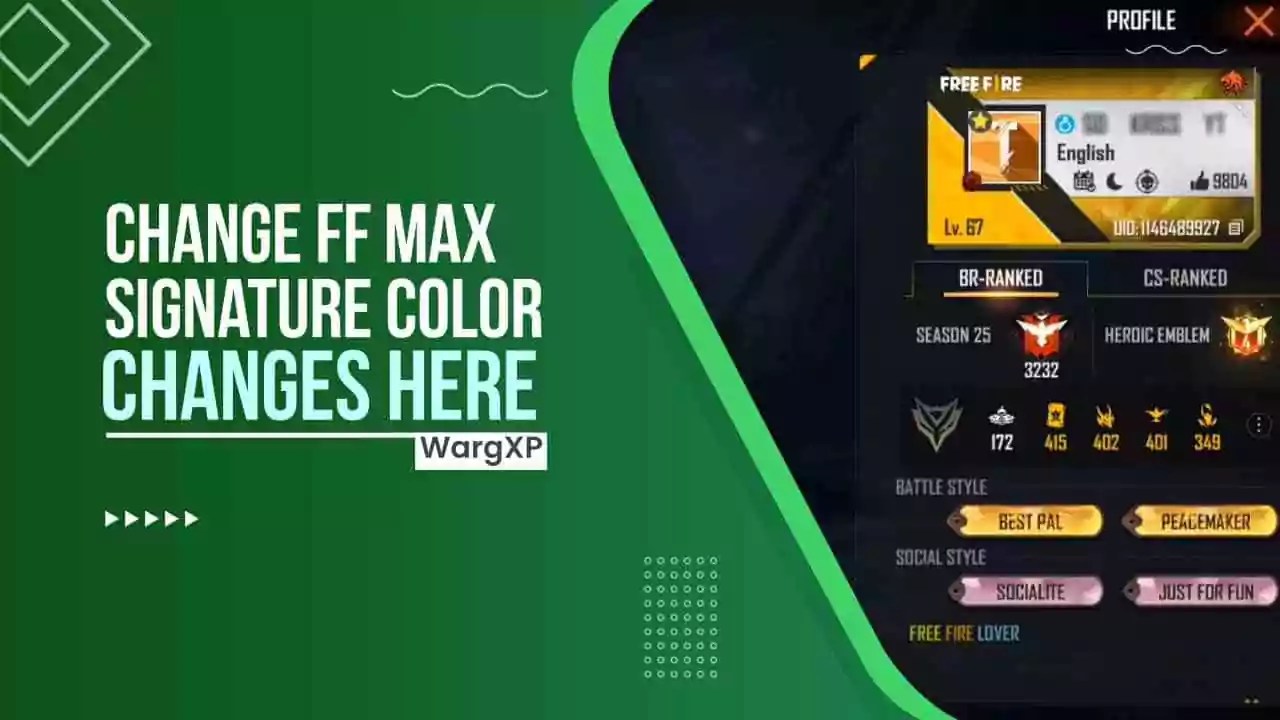 Free Fire Colour Code How To Change Free Fire Max Signature Color