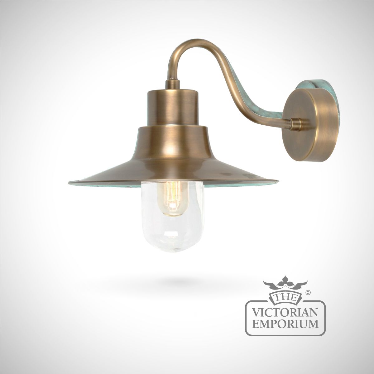 Brass outdoor wall lights offer maximum beam spread, lighting levels