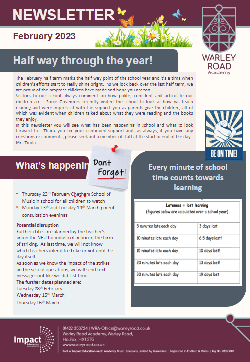 School Newsletter Warley Road Academy