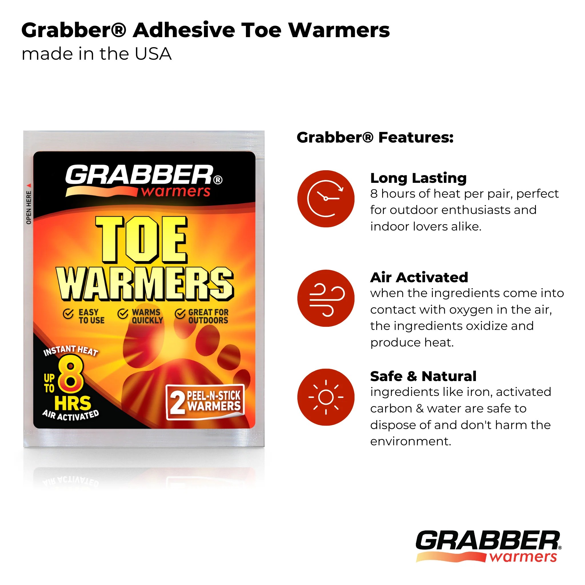 Grabber Adhesive Air Activated Toe Warmers 40 Pair Box