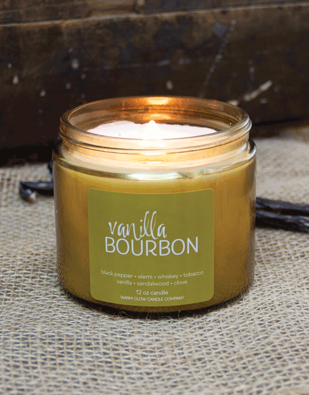 Vanilla Bourbon Glass Jar Warm Glow