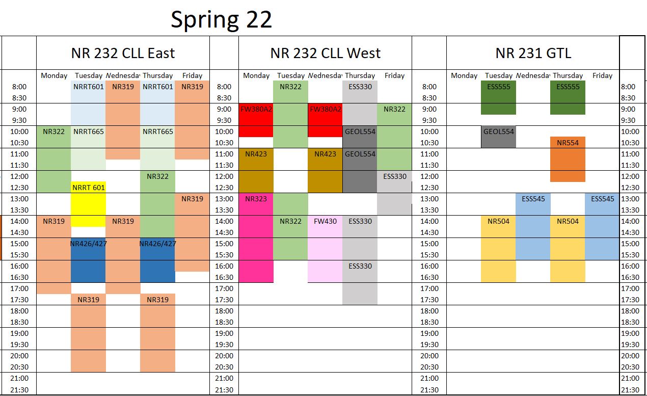 Computer Lab Hours and Availability Warner College of Natural Resources