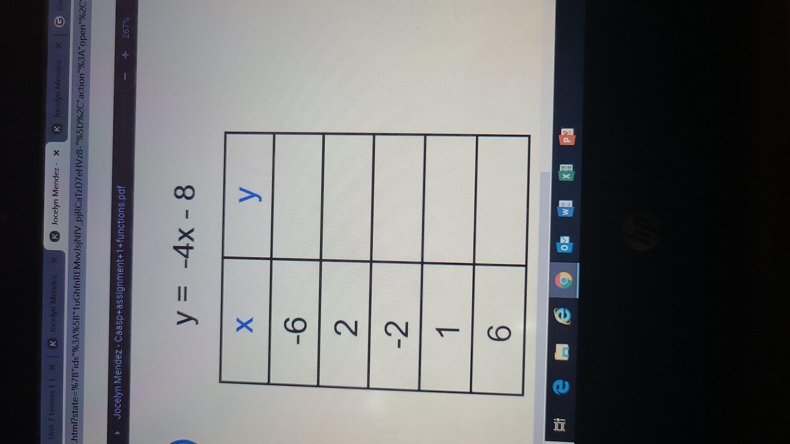Equation Answer Key: MASTER Function Table - EXPERT Level