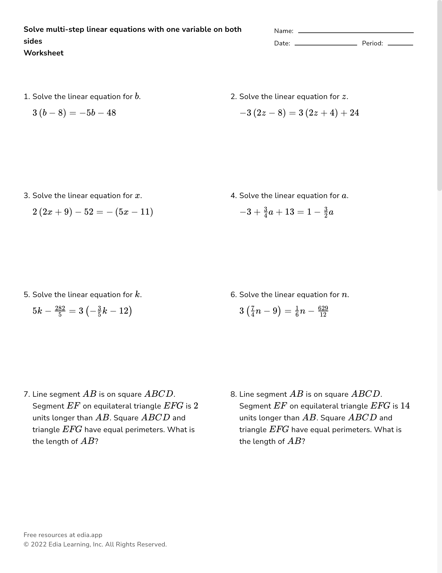 Equation Solver Variablefilled Worksheet For Practice.