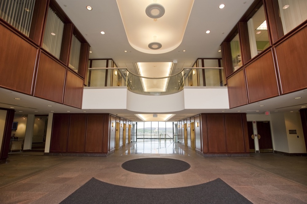 Lobby entrance in mahogany to a modern office building Warren Reed