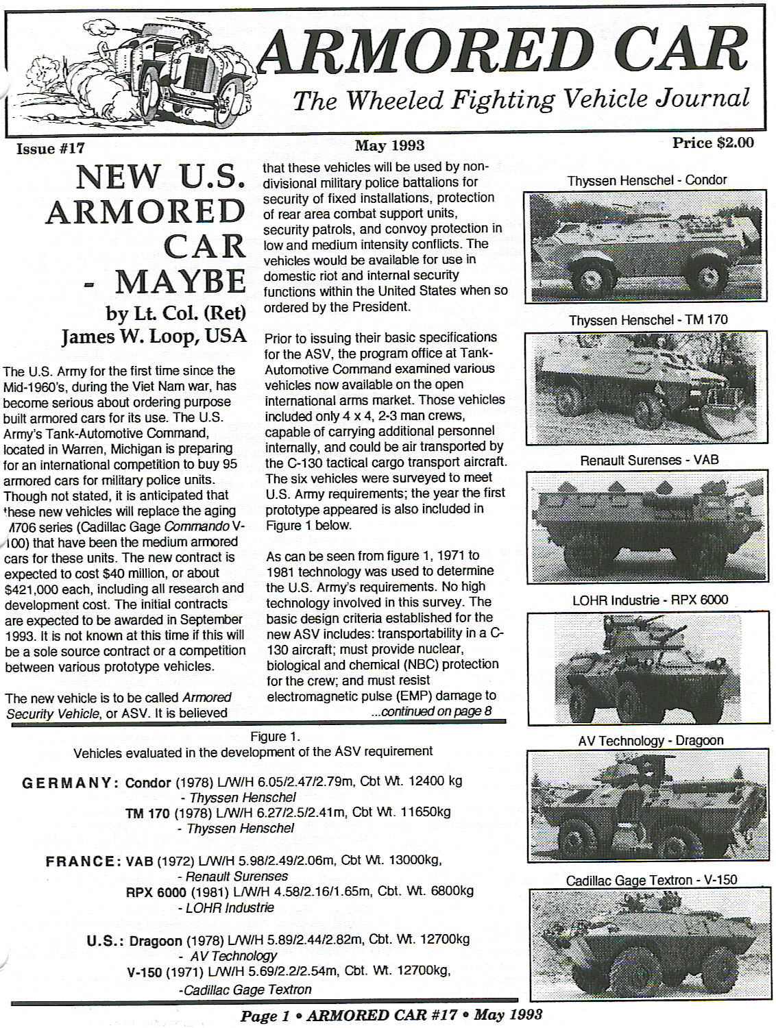 Armored Car Journal Index