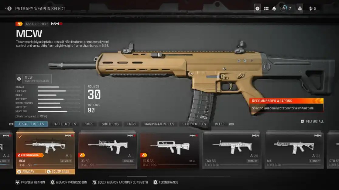 MW3 Arsenal all weapons available at launch on November 10 and later