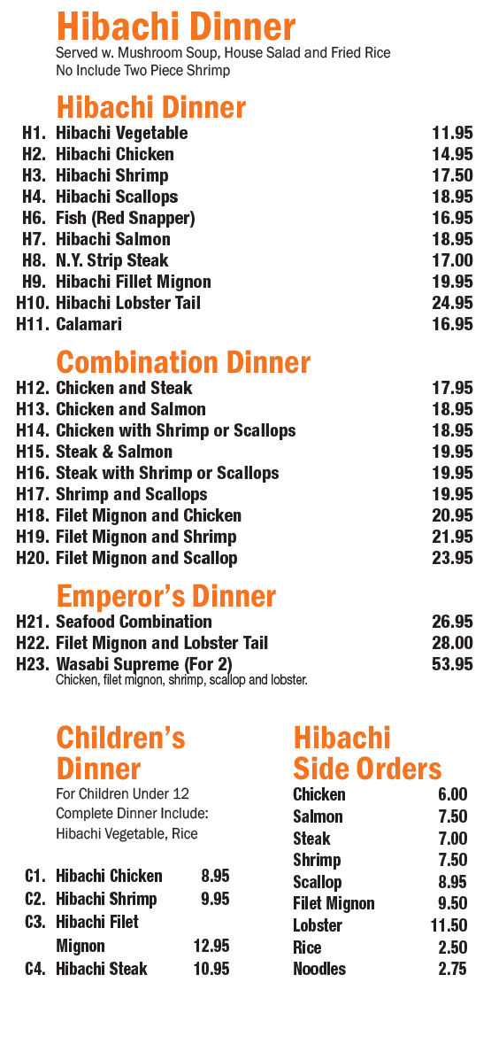 Wasabi Steak Japanese Restaurant Sushi & Hibachi 1262 Vocke Road