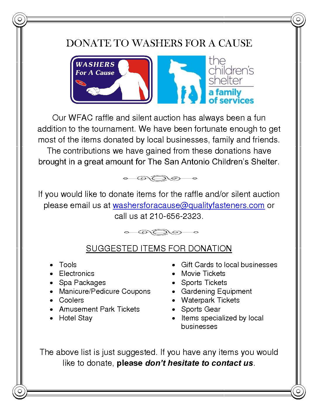 Donations Washers for a Cause